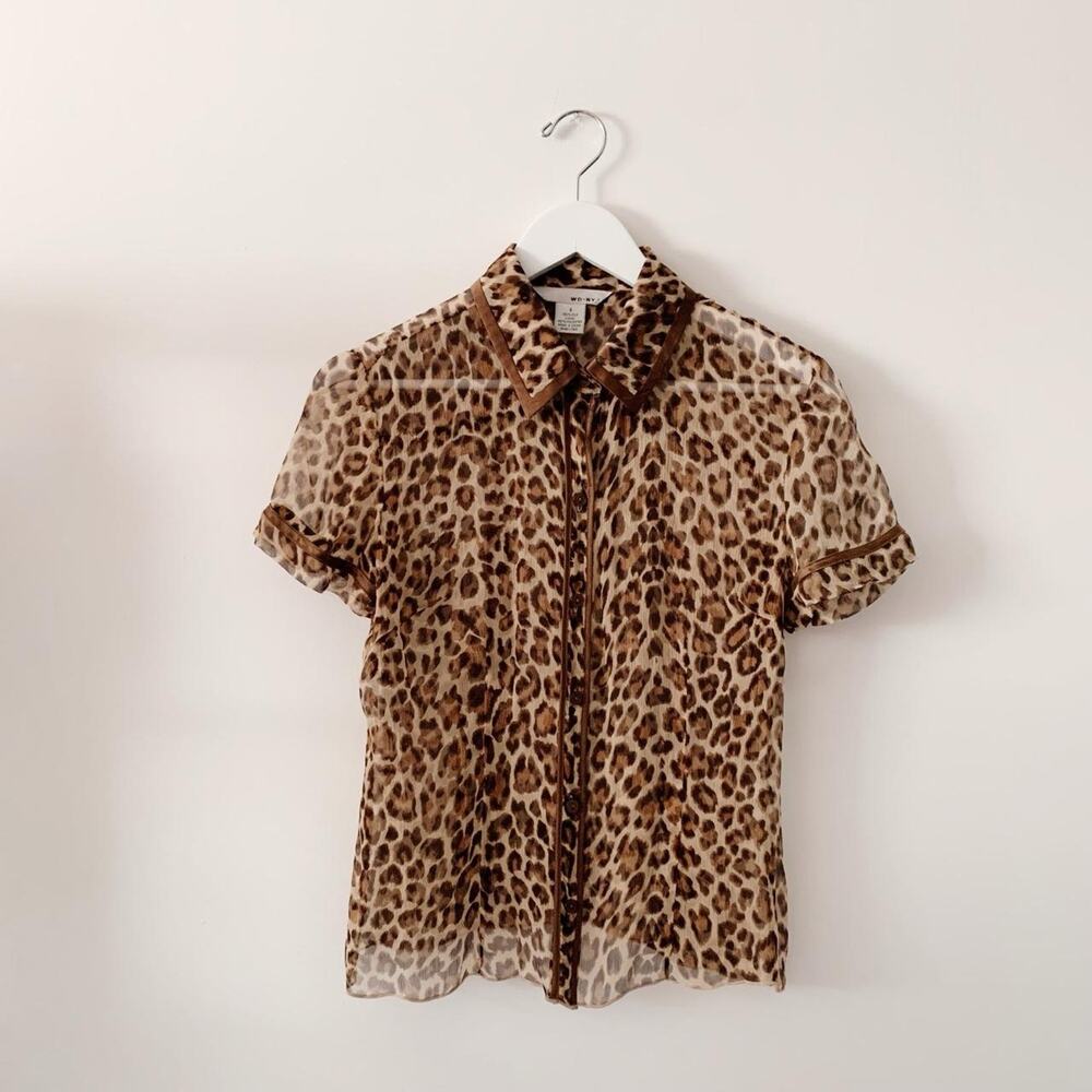 WDNY Leopard Print Silk Blouse - Picture 4 of 5